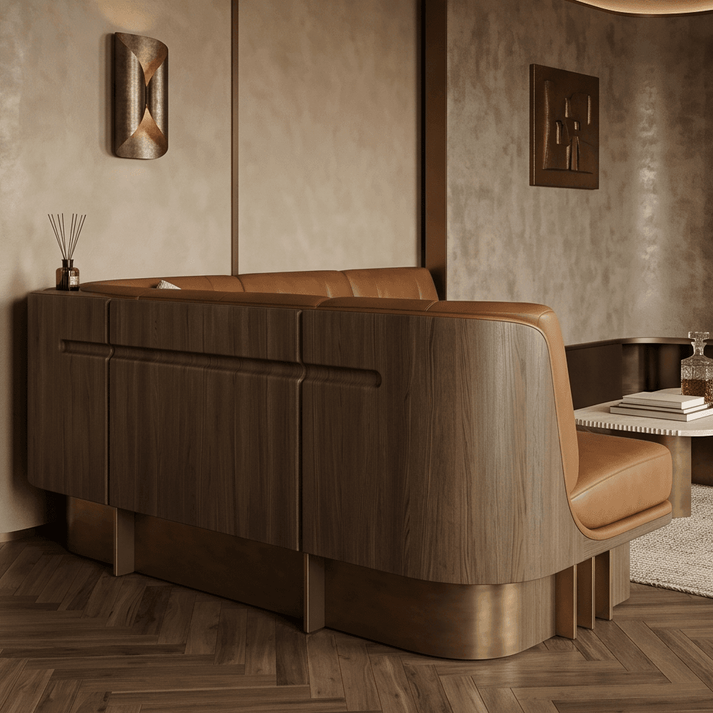 Tufted Leather Lounge Set Luxury Editorial Angle 3