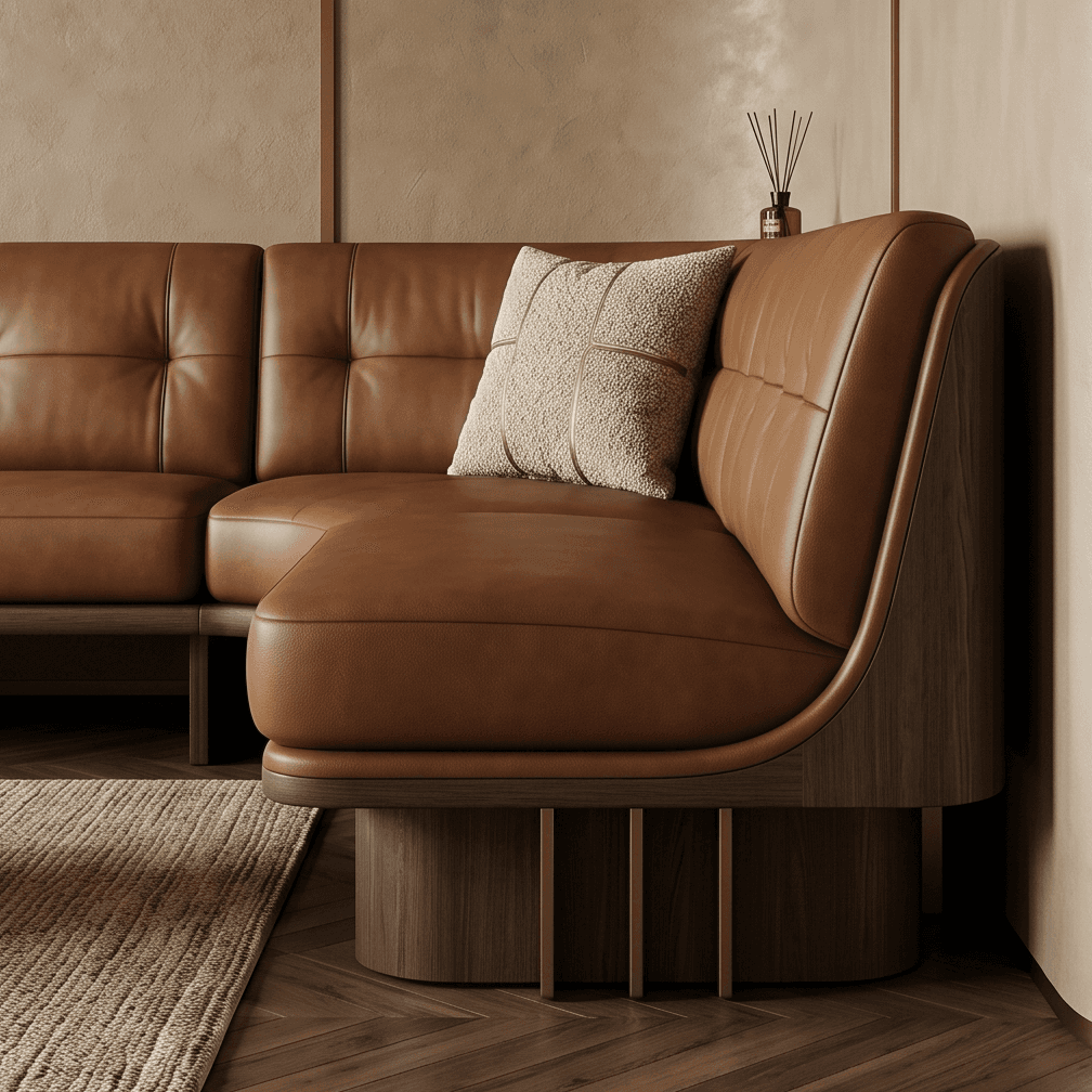 Tufted Leather Lounge Set Luxury Editorial Angle 4