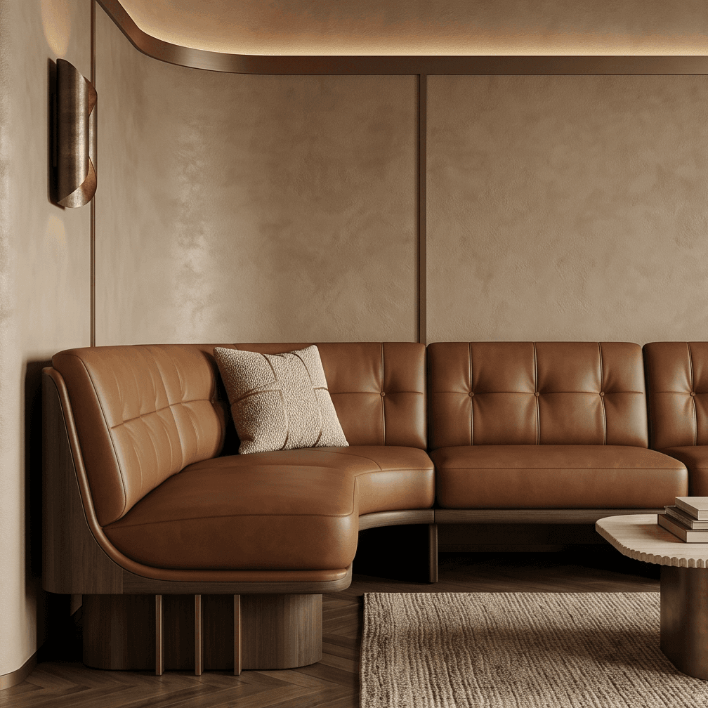 Tufted Leather Lounge Set Luxury Editorial Angle 2