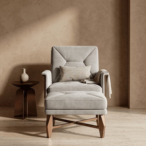 Tufted Recliner Chair Ottoman Luxury Hospitality Angle 2