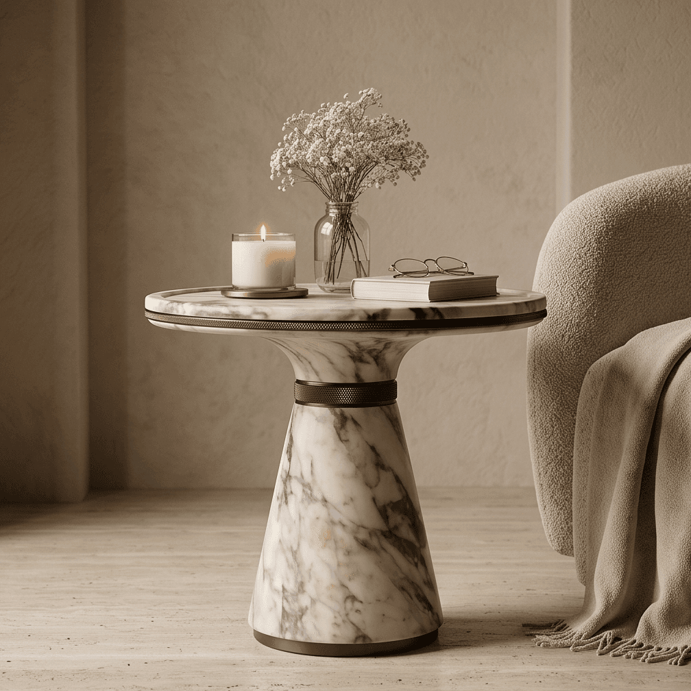 Marble Side Table Luxury Editorial Angle 2