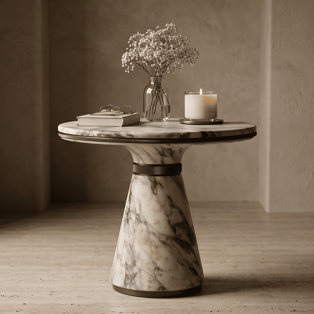 Marble Side Table Luxury Editorial Angle 3