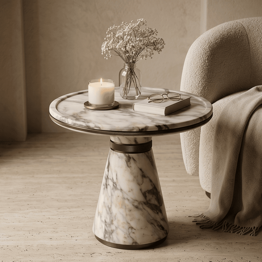 Marble Side Table Luxury Editorial Angle 1
