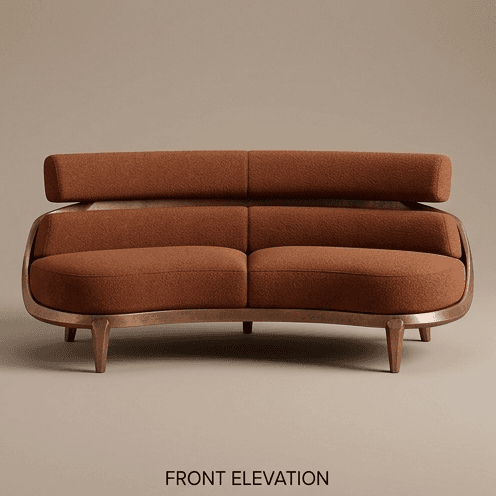Curved Luxury Sofa Brown Angle 2