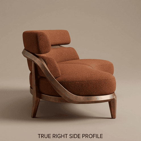 Curved Luxury Sofa Brown Angle 4