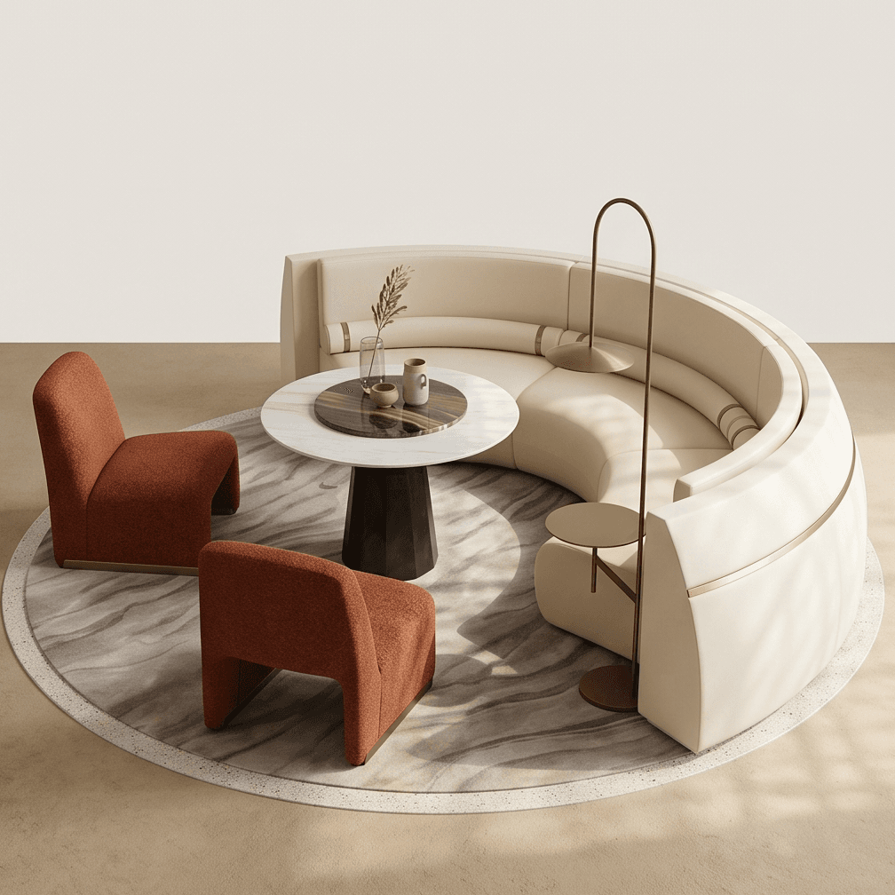 Curved Sofa Set Angle 1