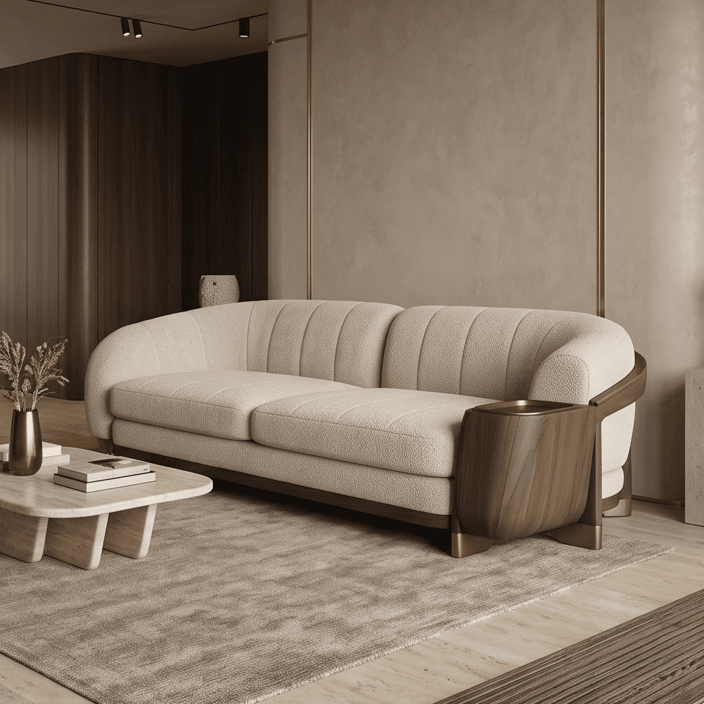 Curved Sofa Set Luxury Editorial Angle 1