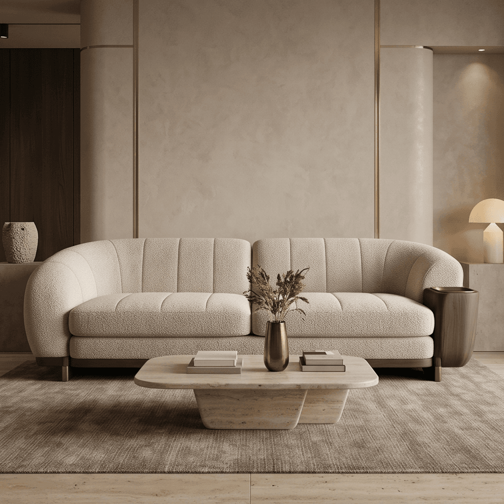 Curved Sofa Set Luxury Editorial Angle 2