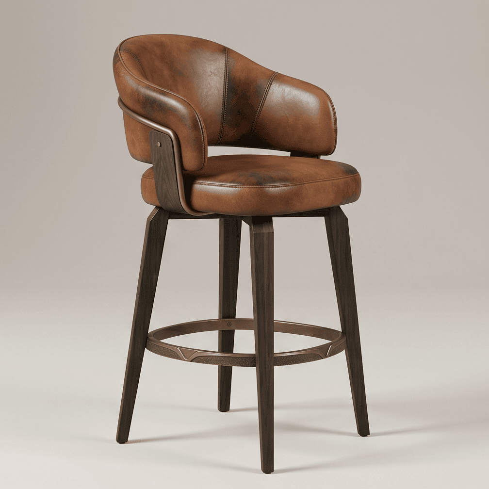 Luxury Leather Barstool Angle 1