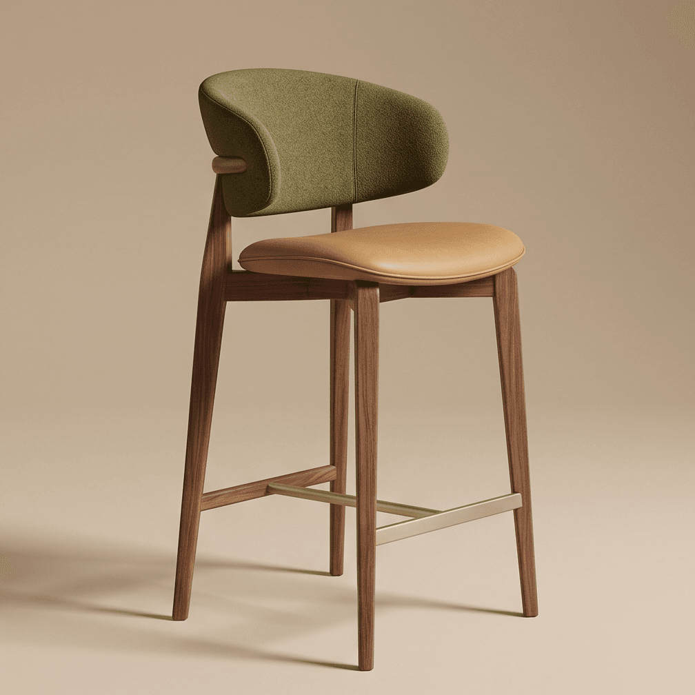 Wooden Bar Stool Green Angle 1