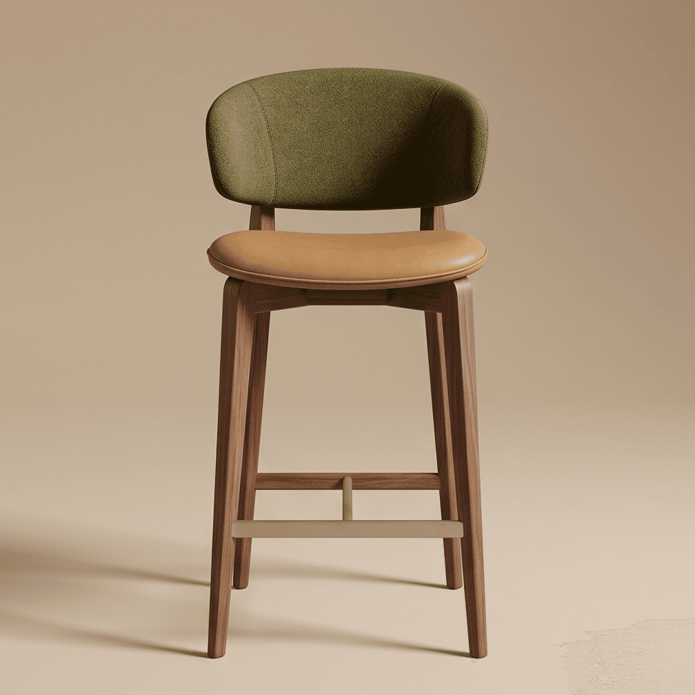 Wooden Bar Stool Green Angle 2