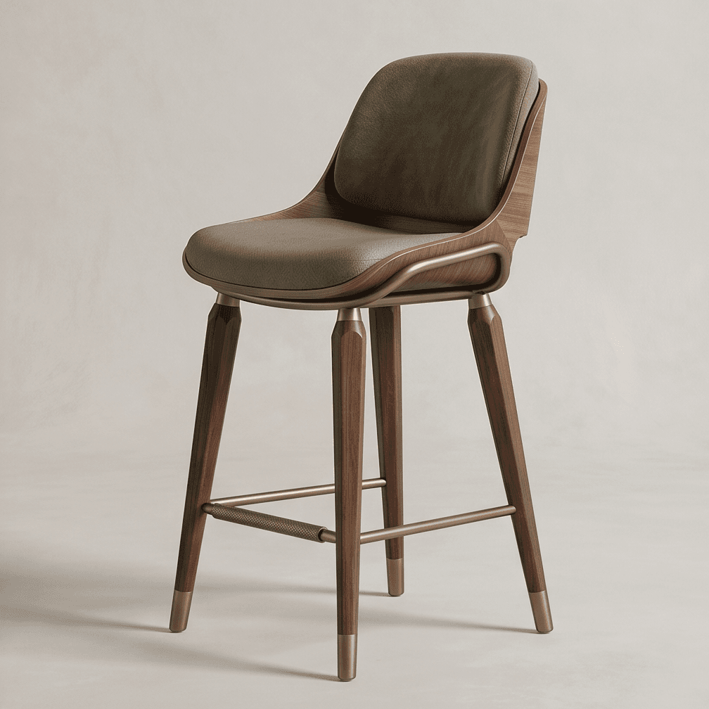 Wooden Bar Stool Luxury Angle 1