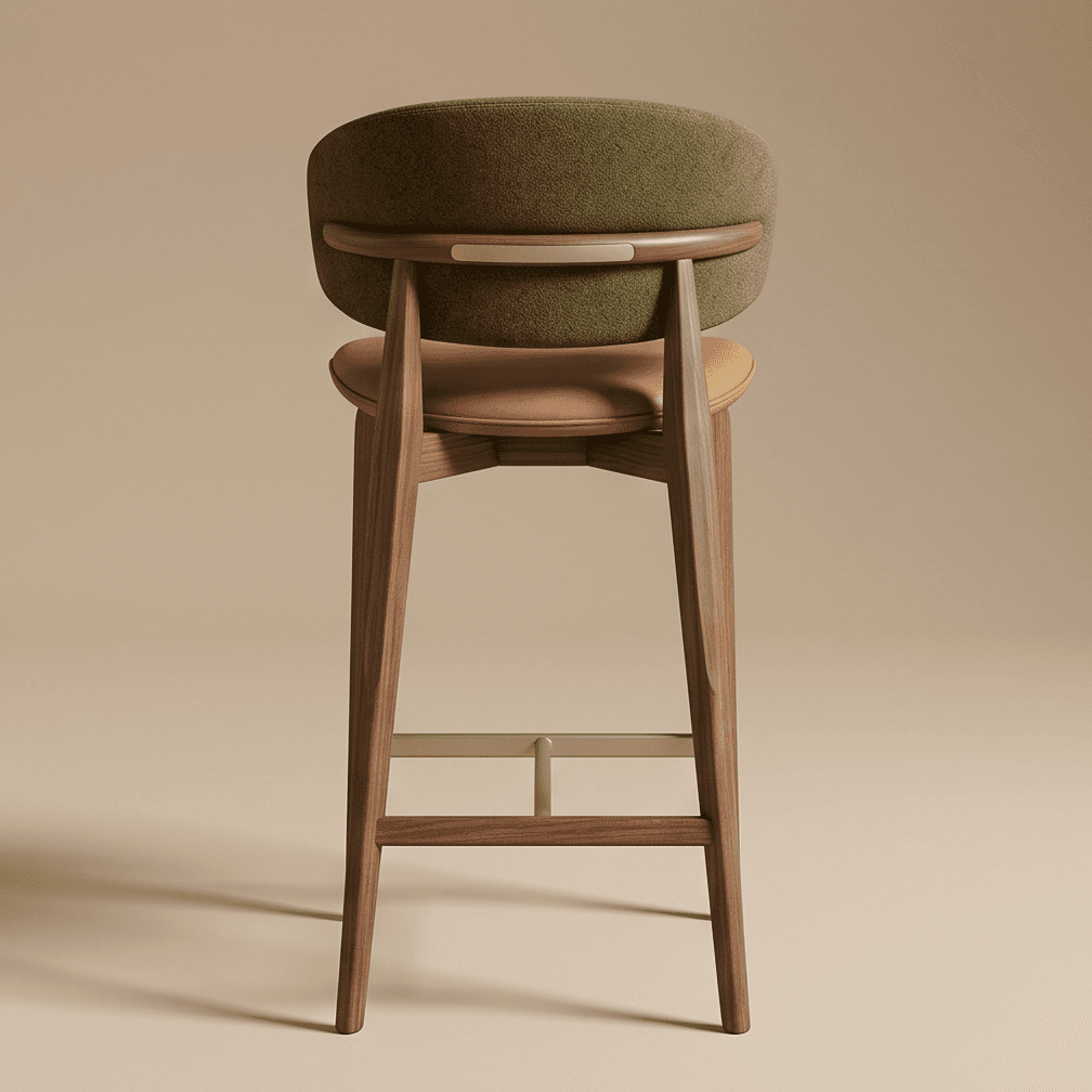 Wooden Bar Stool Green Angle 3