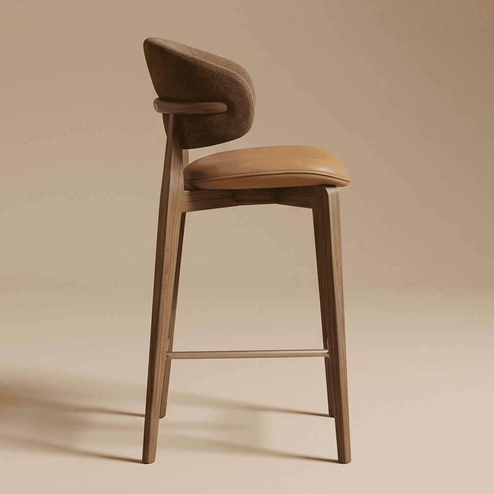 Wooden Bar Stool Green Angle 4