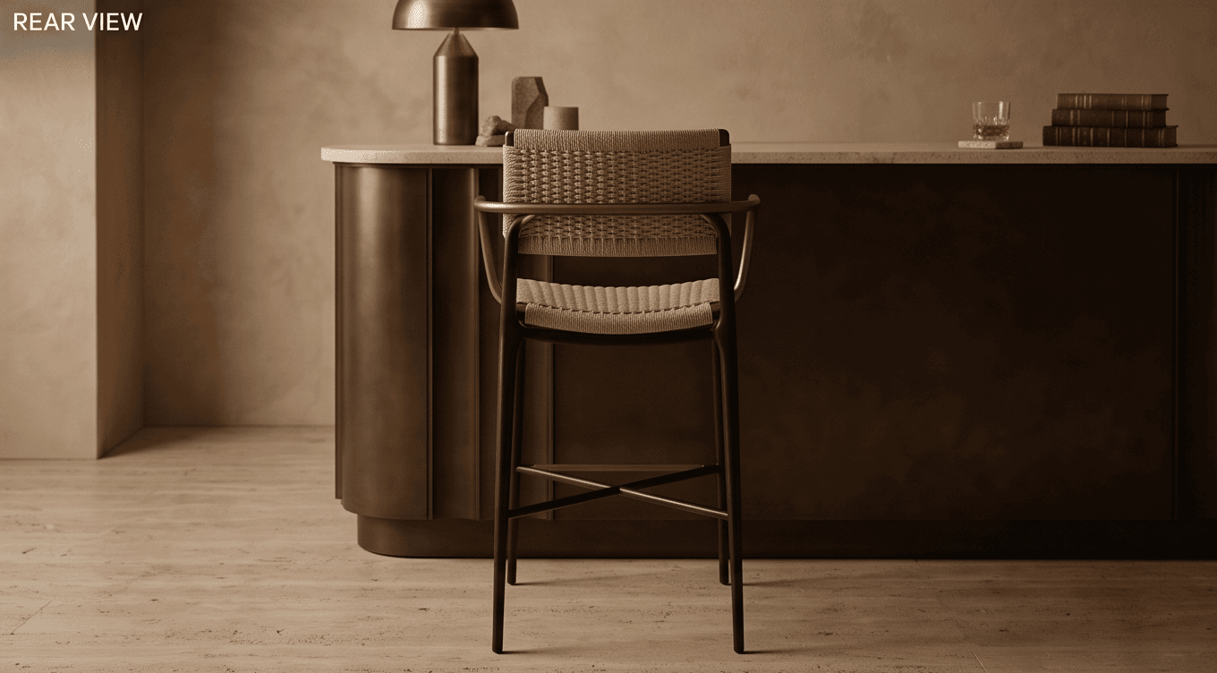 Woven Bar Stool Gold Modern Commercial Angle 3