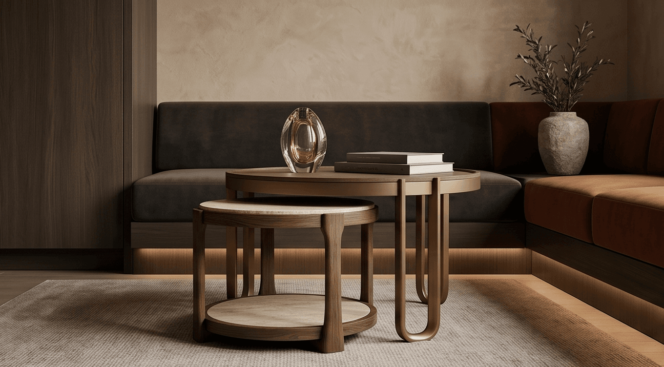 Circular Nesting Table Set Modern Lounge Angle 2