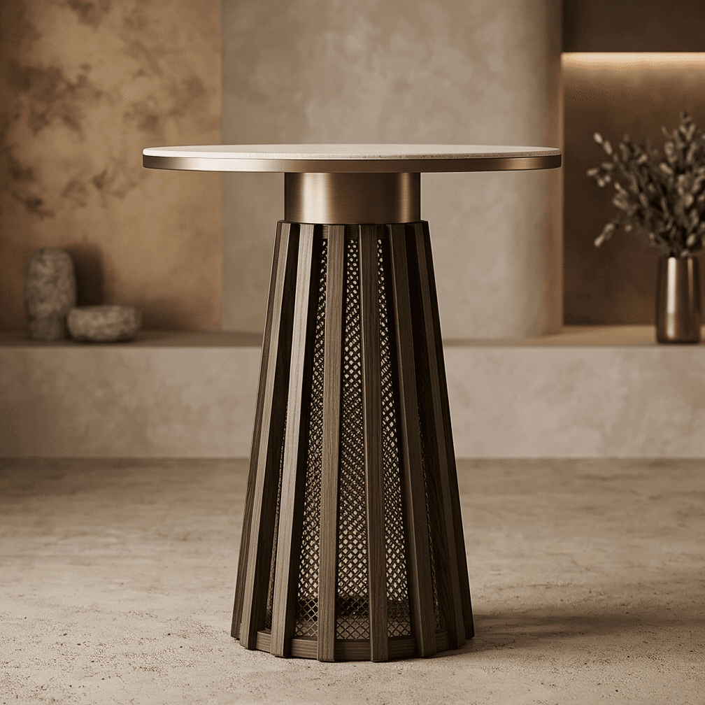 Metallic Pedestal Table Luxury Hospitality Angle 4