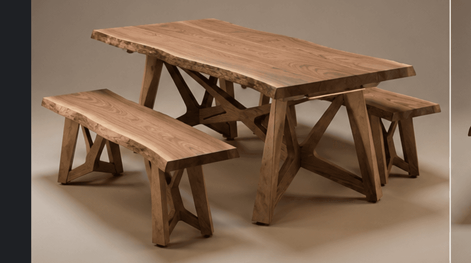 Wooden Dining Table Set Angle 1