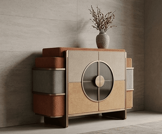 Terra Cotta And Green Sideboard angle 2