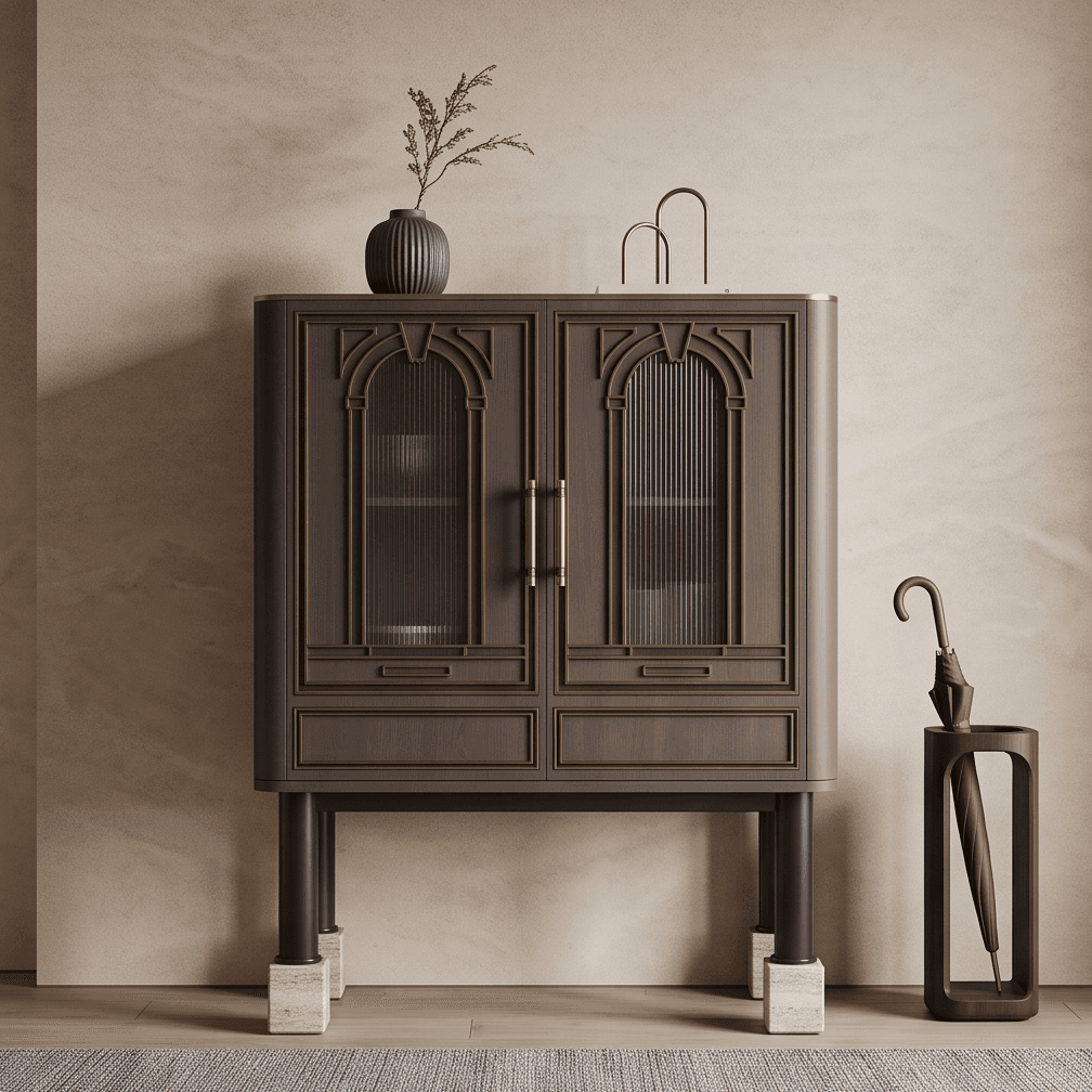 Dark Wood Cabinet Black Legs