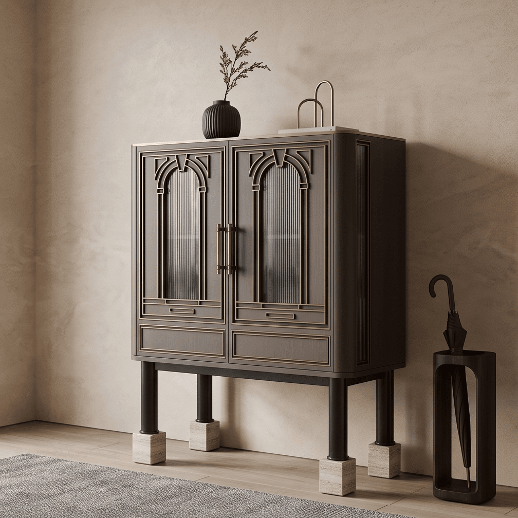 Dark Wood Cabinet Black Legs Angle 3