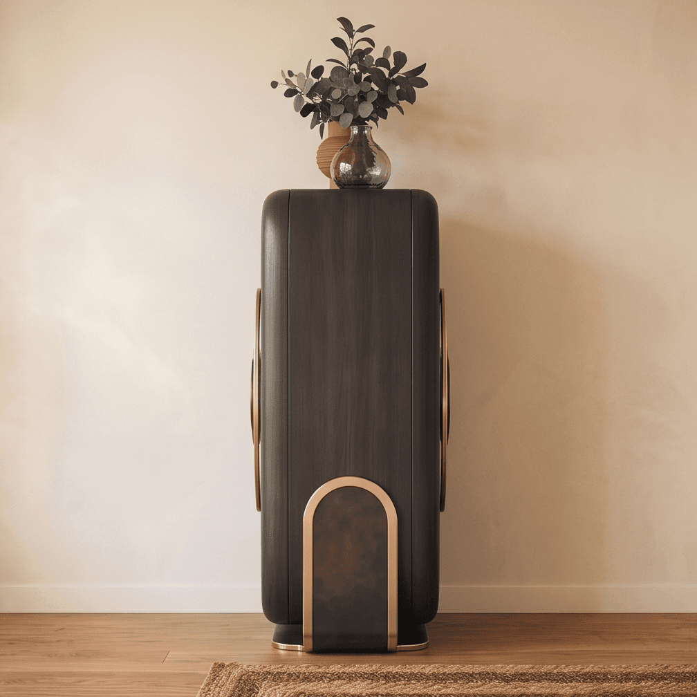 Dark Wood Gold Storage Cabinet