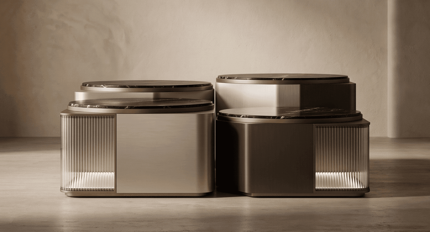 Metallic Finish Storage Cabinet Angle 2