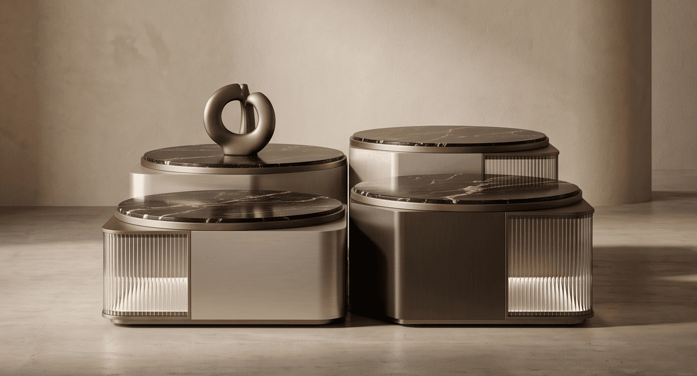 Metallic Finish Storage Cabinet Angle 1