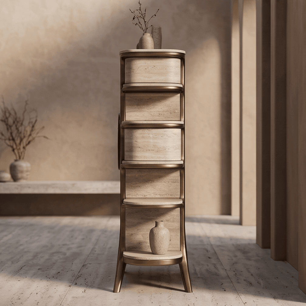 Marble And Gold Storage Cabinet angle 2