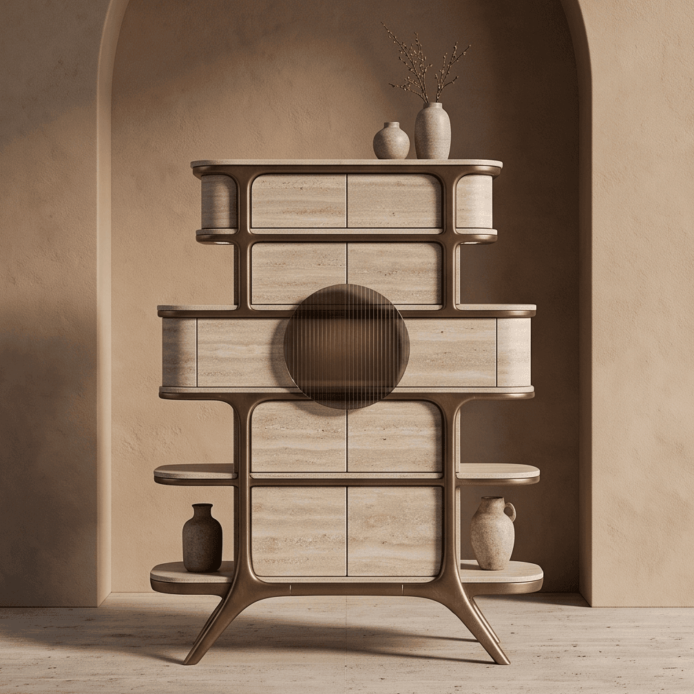 Marble And Gold Storage Cabinet
