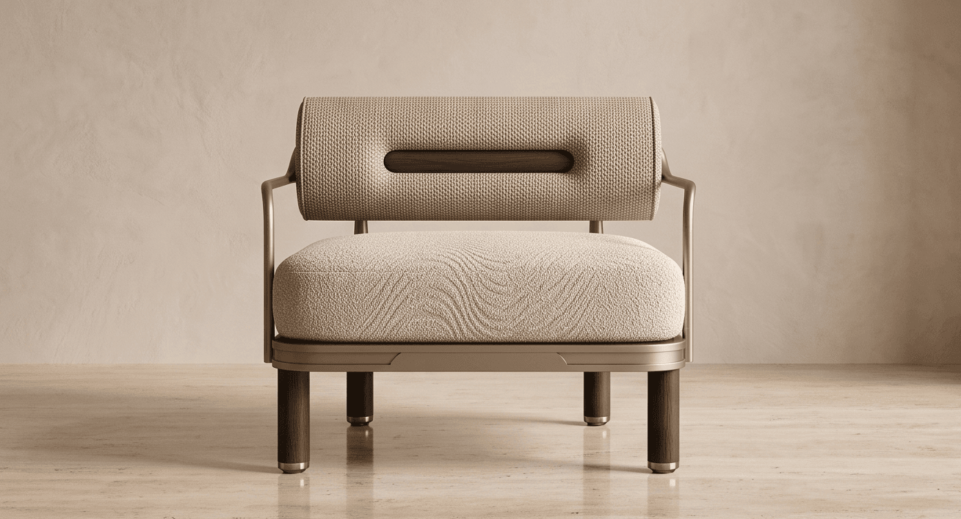 Beige Upholstered Metal Chair