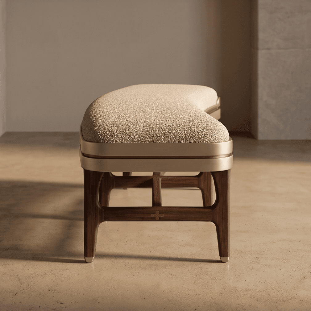 Beige Upholstered Wood Accent Angle 3
