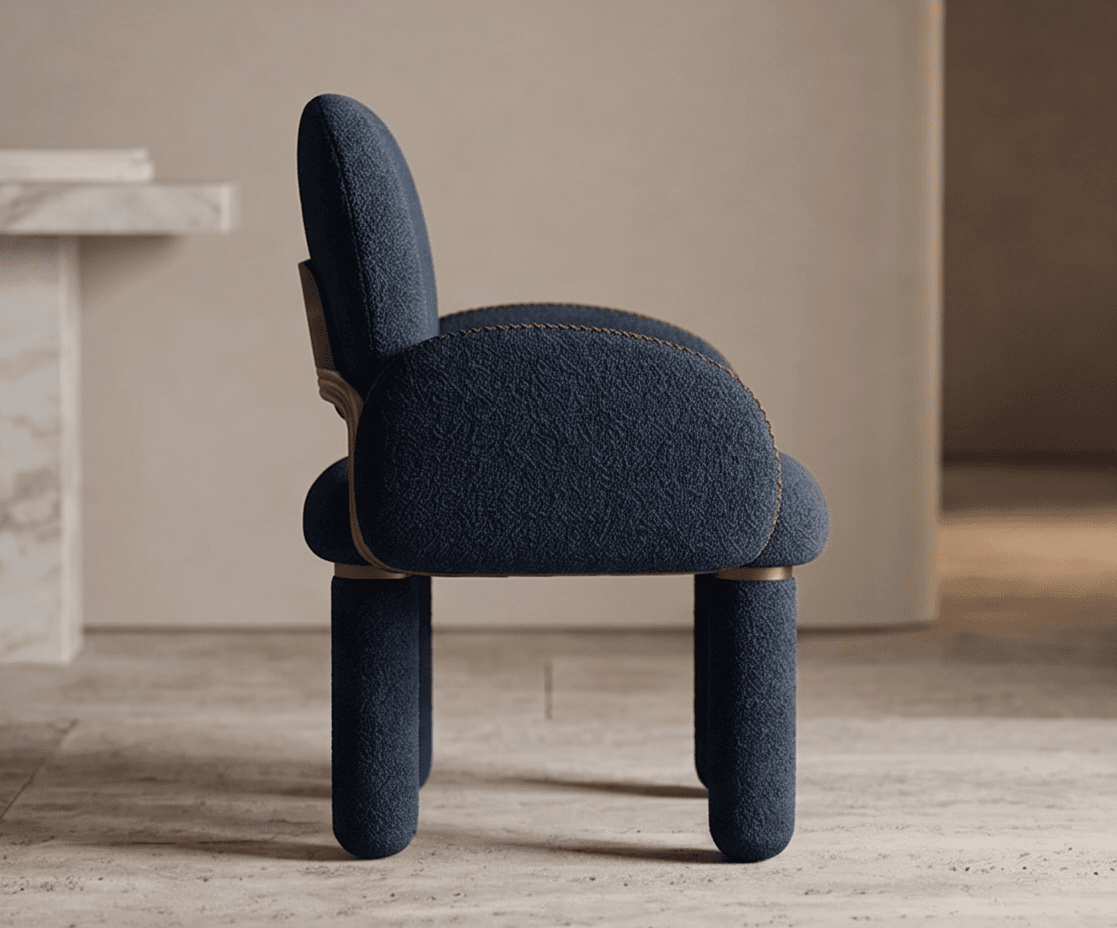 Blue Upholstered Accent Chair angle 2