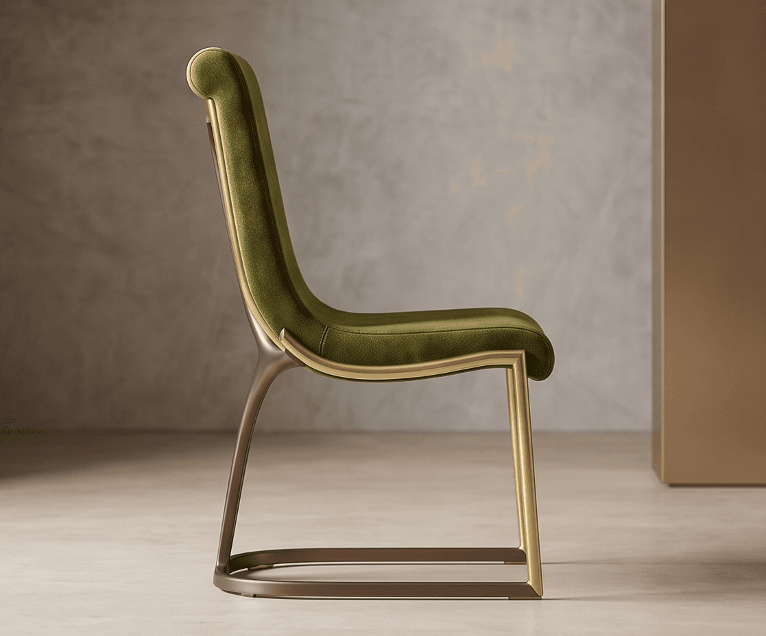 Green Velvet Accent Chair Gold angle 2