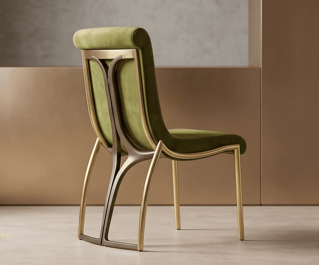Green Velvet Accent Chair Gold Angle 3