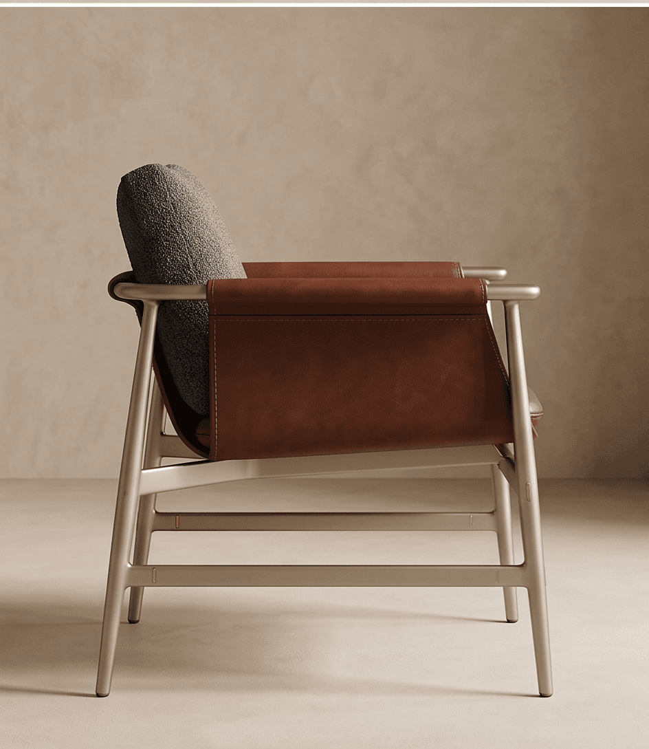Leather And Wood Accent Chair Angle 2