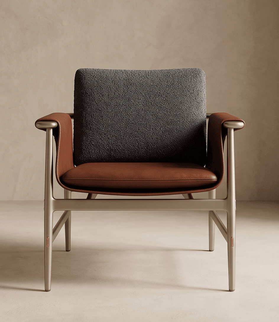 Leather And Wood Accent Chair Angle 1