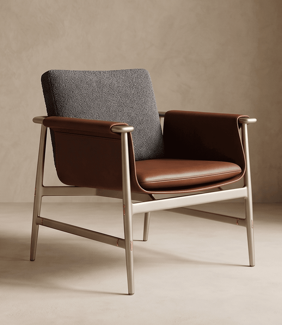 Leather And Wood Accent Chair Angle 3