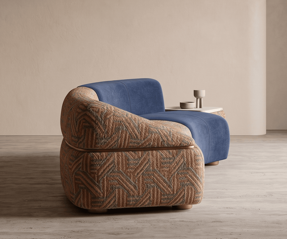 Patterned Fabric Accent Chair Angle 1