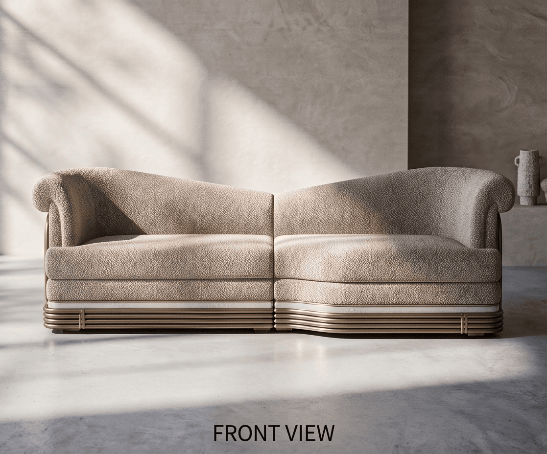 Textured Fabric Accent Chair Brass Angle 1