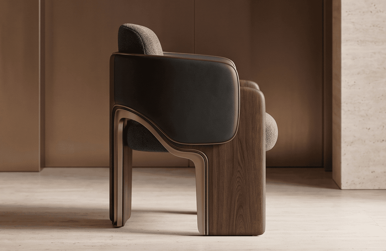 Wood And Leather Accent Chair Angle 2