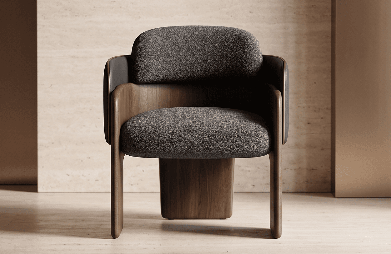 Wood And Leather Accent Chair Angle 1