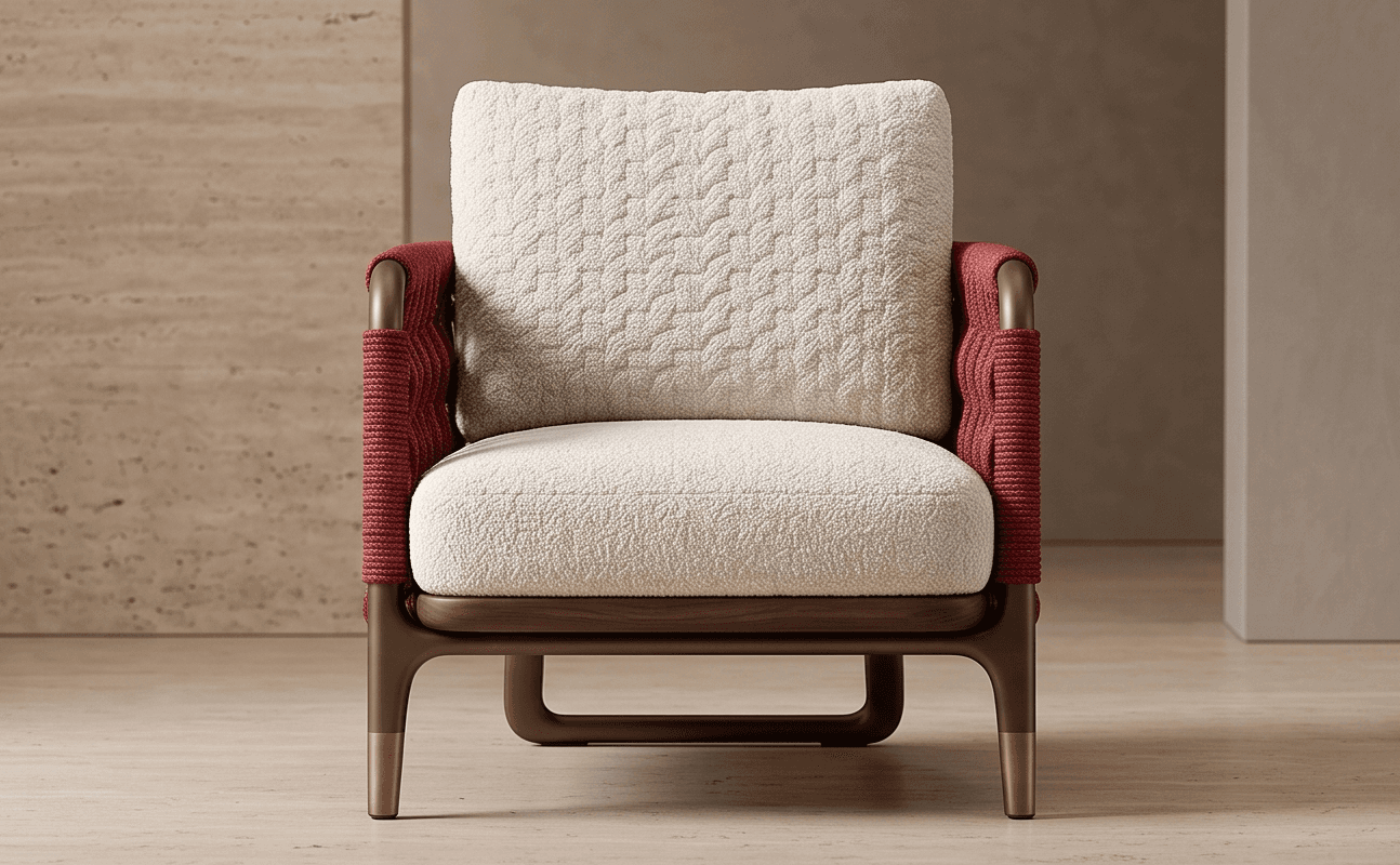 Woven Red Accent Chair Angle 1