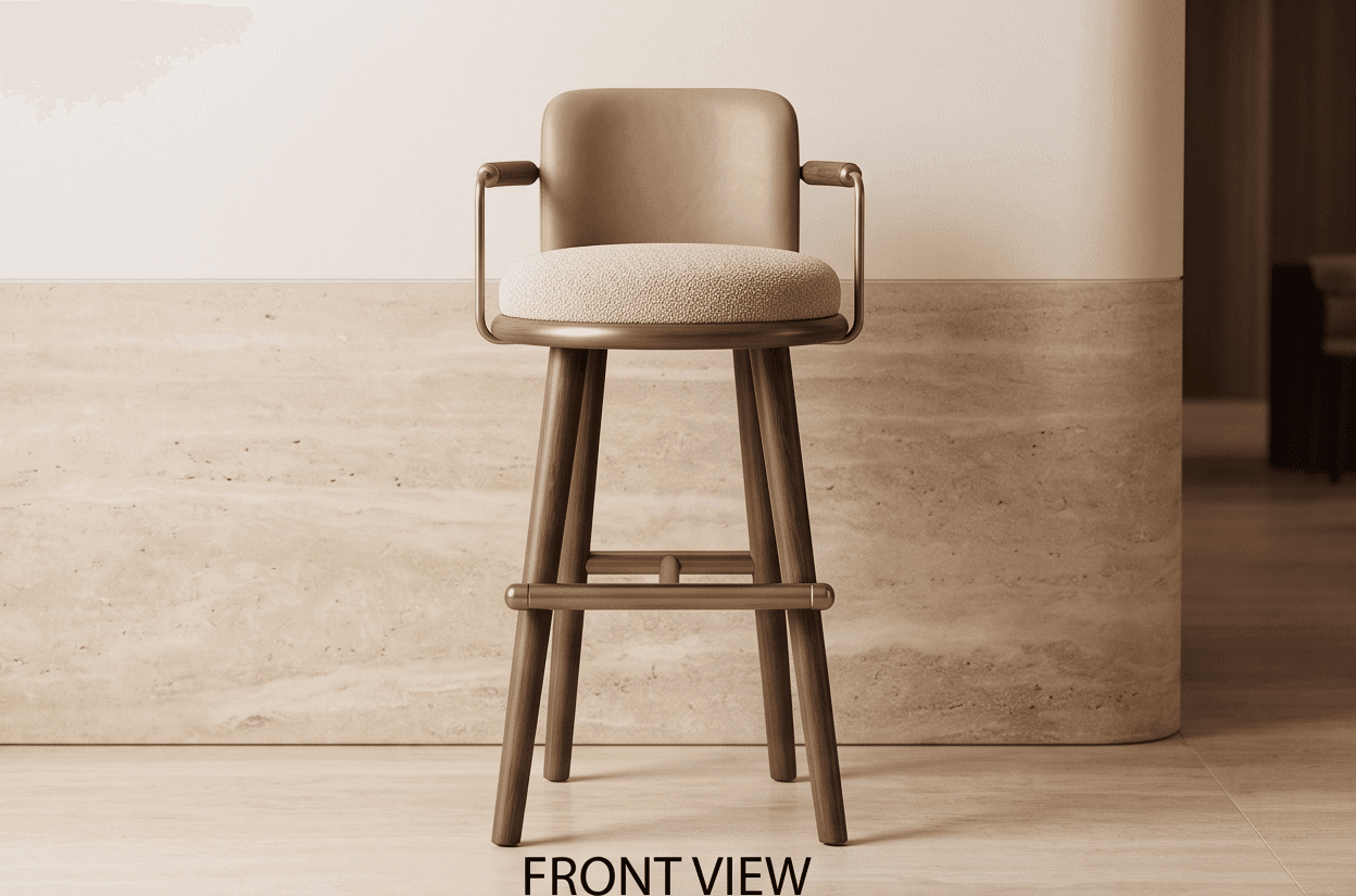 Wooden Cream Upholstered Bar Chair