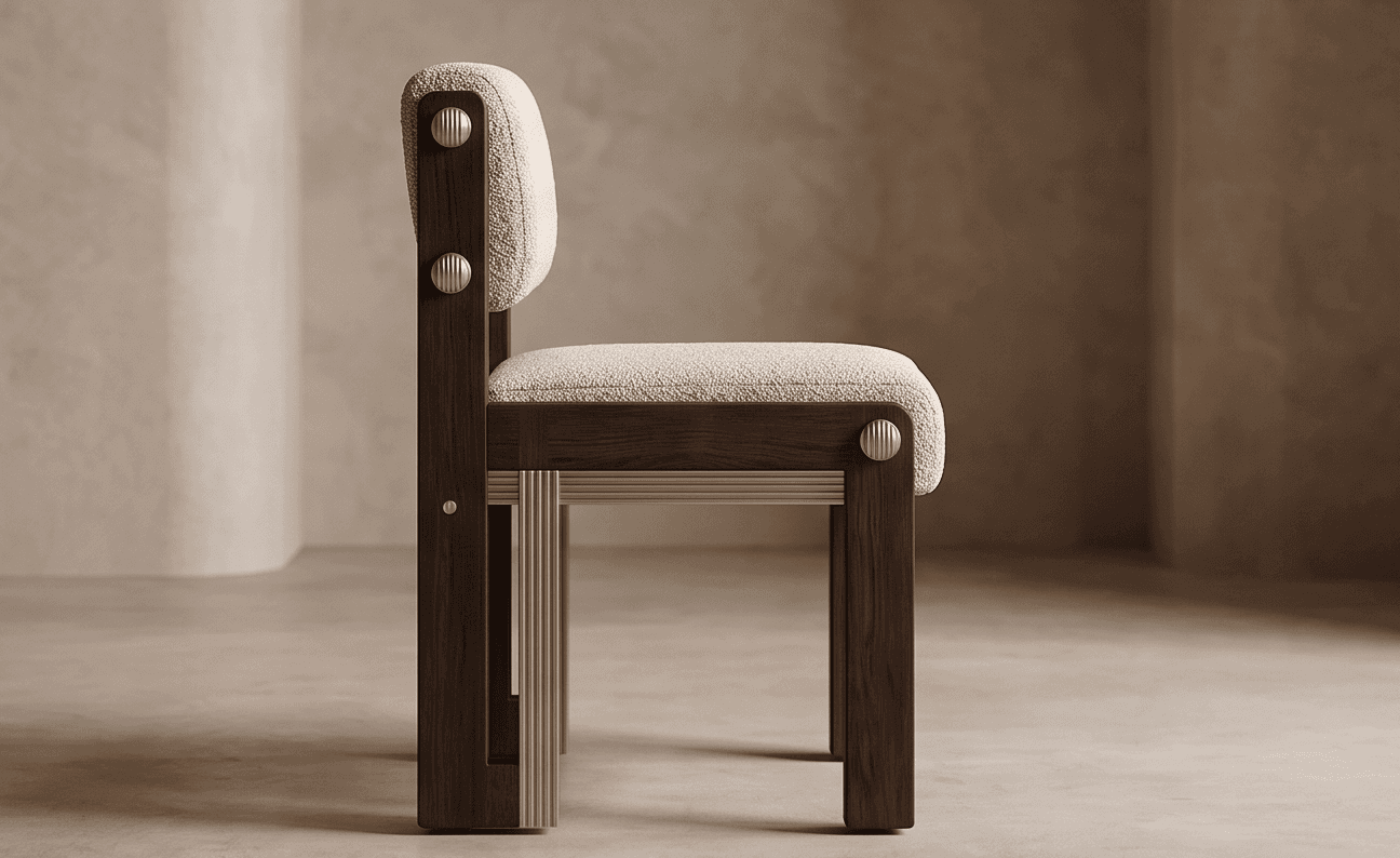 Dark Wood Upholstered Dining Chair Angle 2