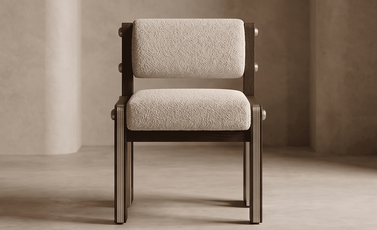 Dark Wood Upholstered Dining Chair Angle 1