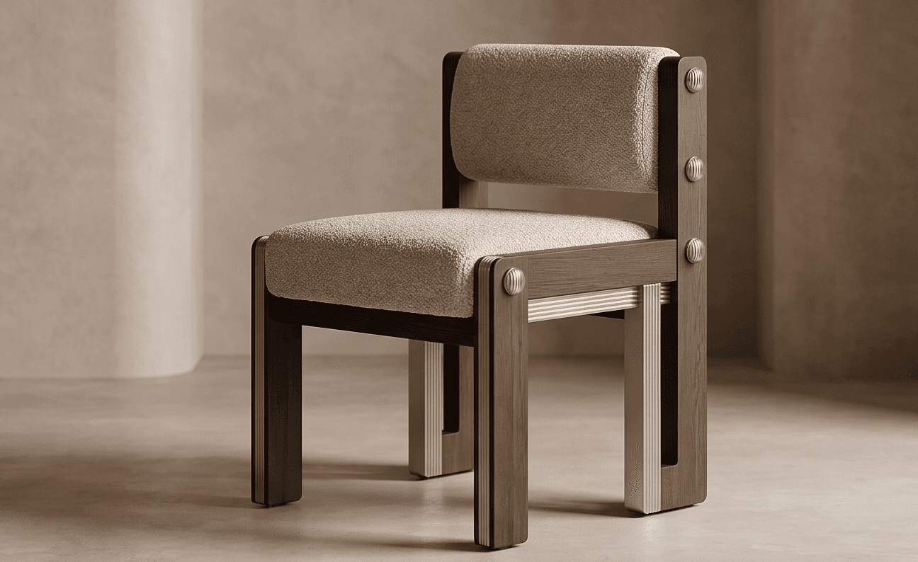 Dark Wood Upholstered Dining Chair Angle 3