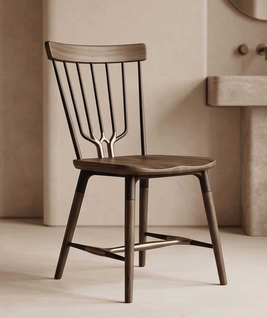 Wood And Metal Dining Chair Angle 3