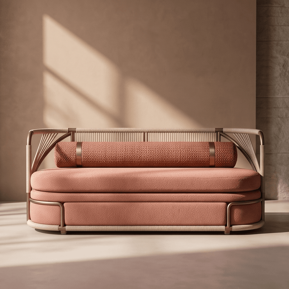Woven Rattan Pink Sofa