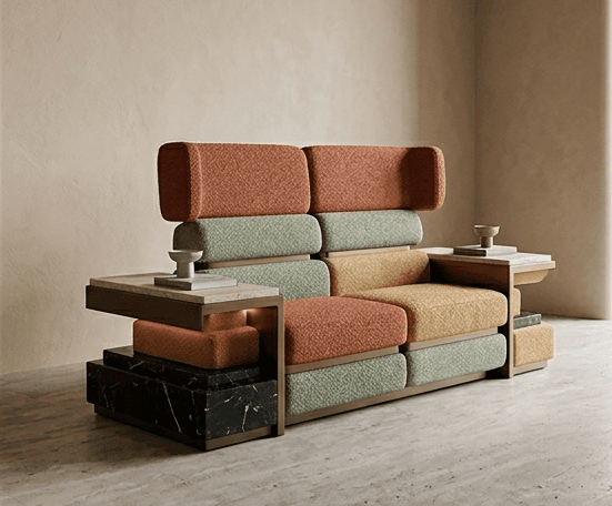 Multicolor Upholstered Sectional Sofa 2 angle 2